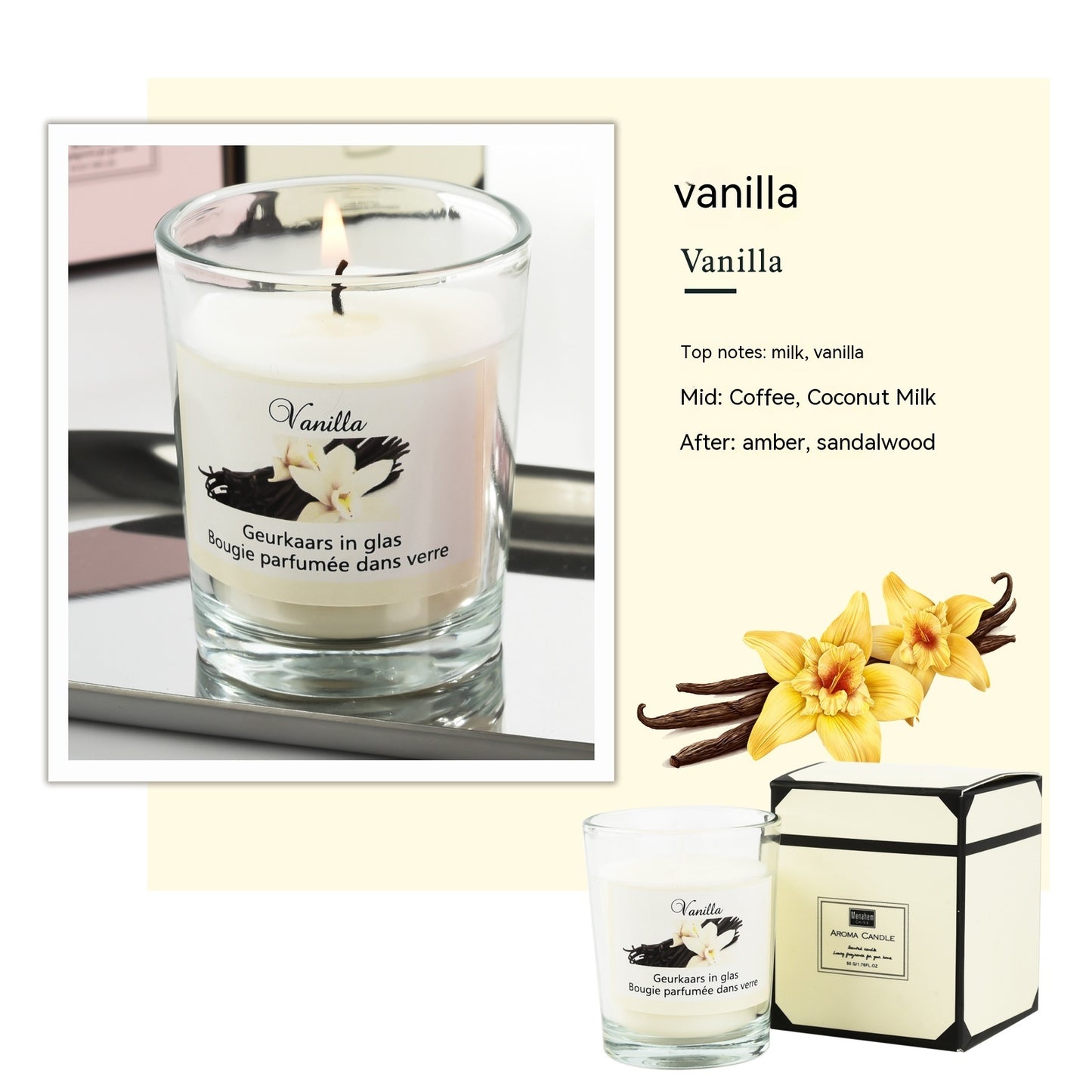 Bougie aromathérapeutique à la fragrance romantique